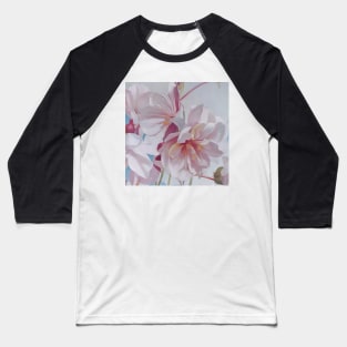 White with Burgundy Floral Baseball T-Shirt